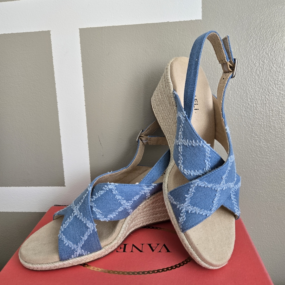 VANELi Denim Wedge Sandals – Size 9.5 – Brand New!